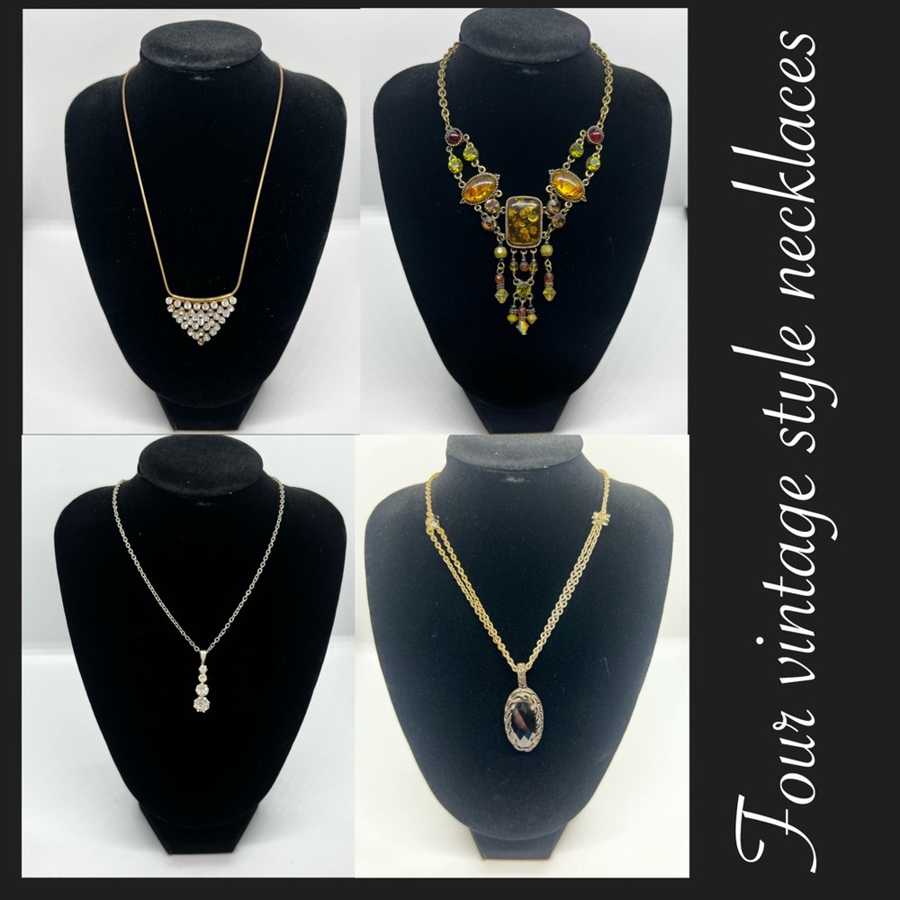 Vintage style Gold and Silver Necklace Collection lot of four